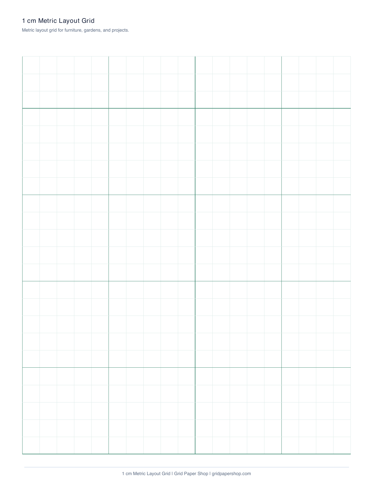1 cm metric layout grid printable graph paper page