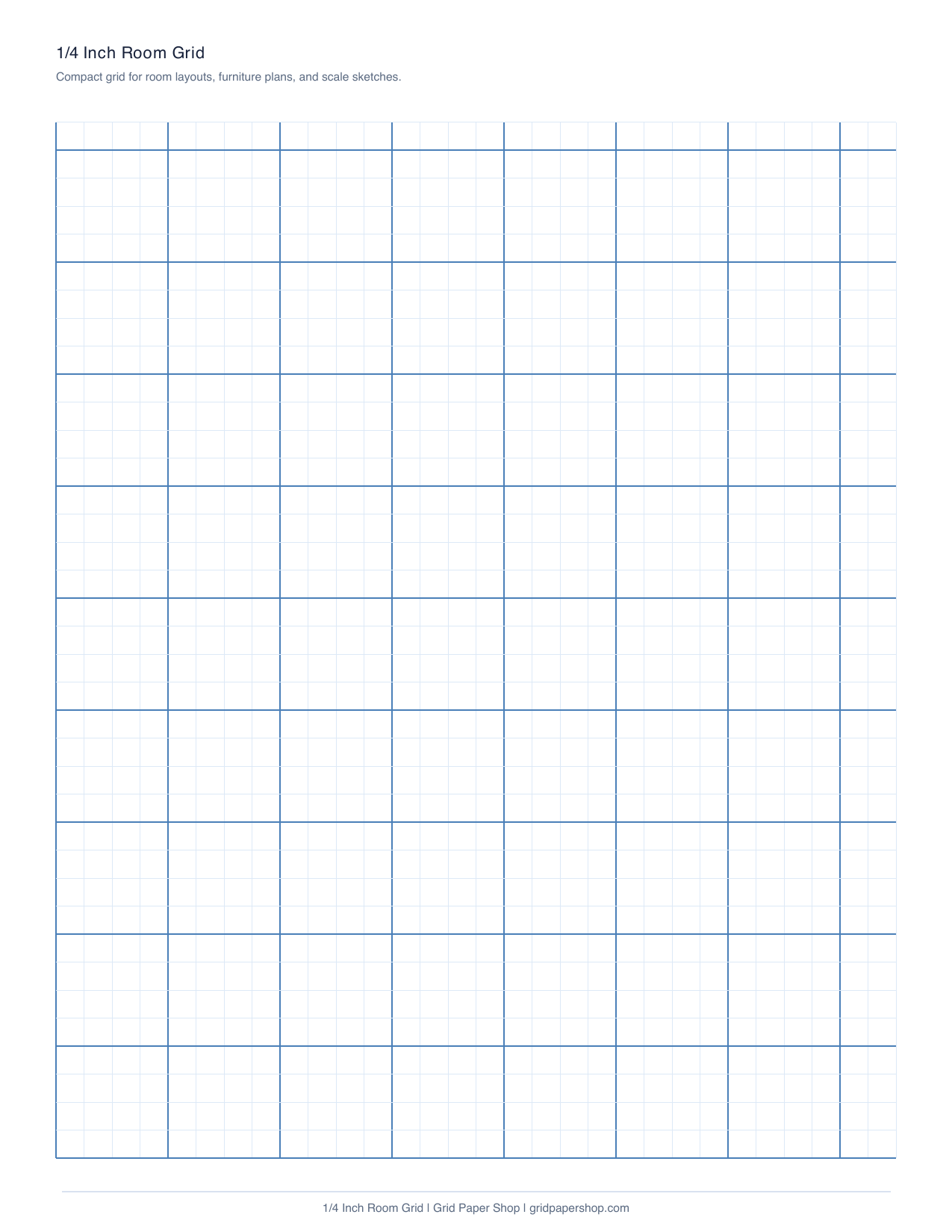 1/4 inch room grid printable graph paper page