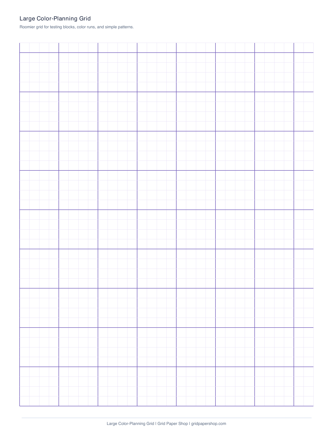 Large color planning grid printable graph paper page
