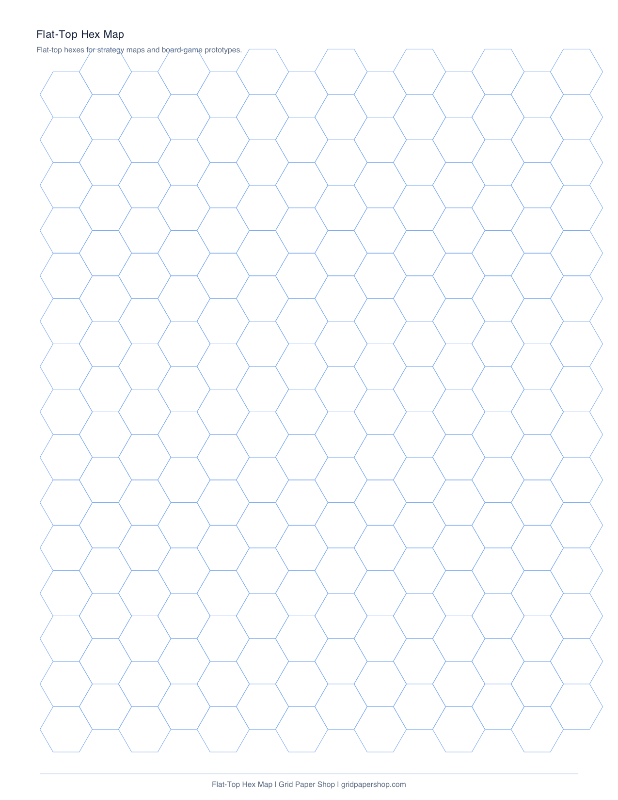 Flat-top hex map graph paper page for strategy maps