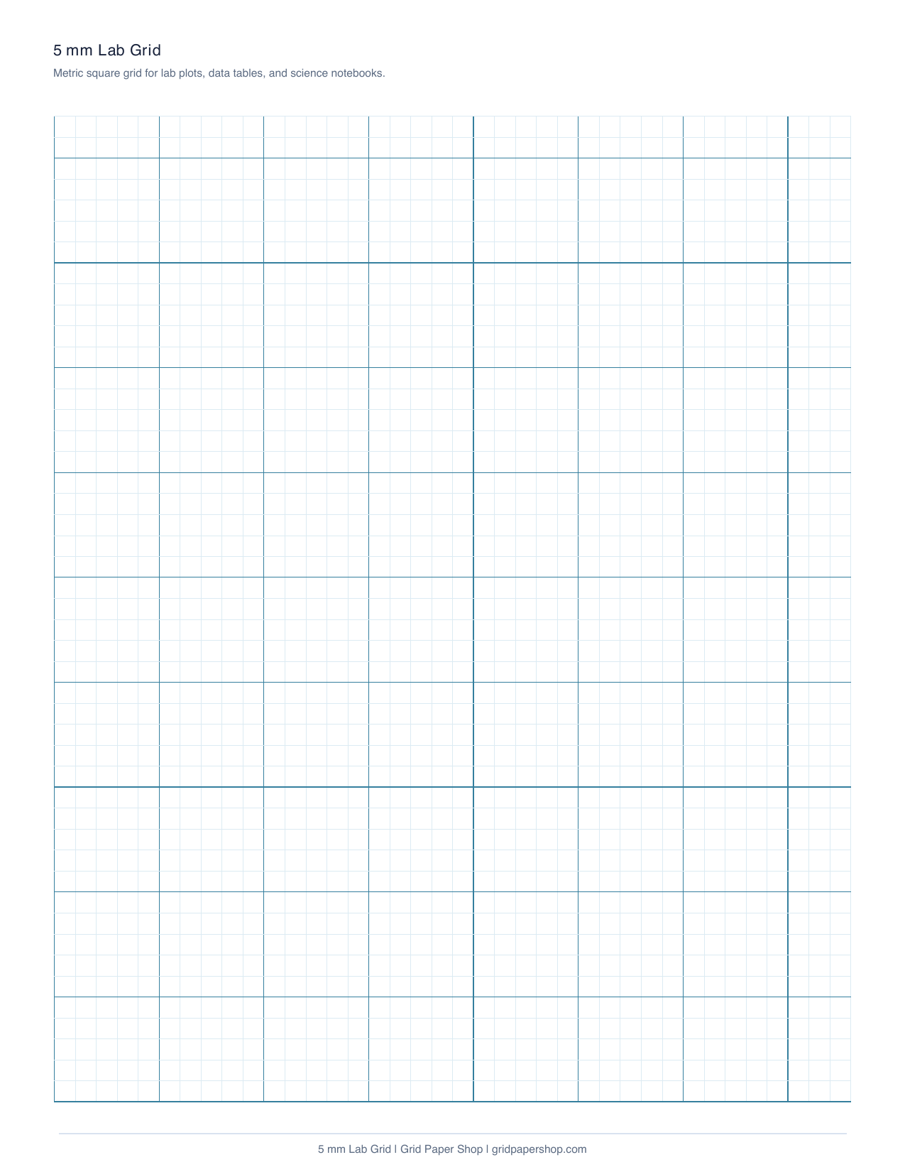 5 mm lab grid printable graph paper page